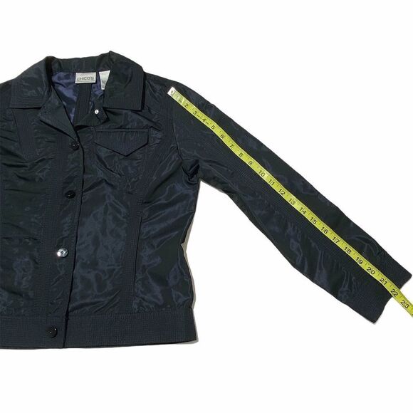 CHICO'S Black Button Down Collared Utility Jacket - Picture 7 of 10